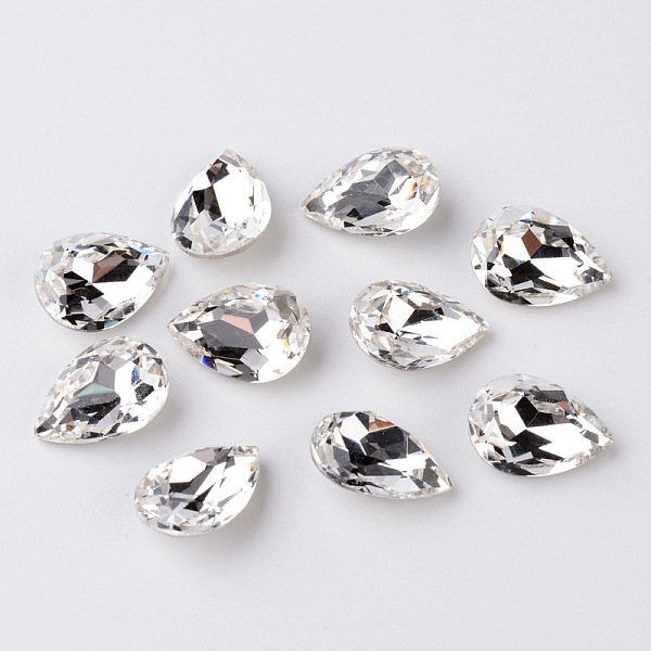 

PandaHall Faceted Teardrop K9 Glass Rhinestone Cabochons, Pointed Back & Back Plated, Grade A, Crystal, 18x13x6mm Glass Rhinestone Teardrop..., Clear
