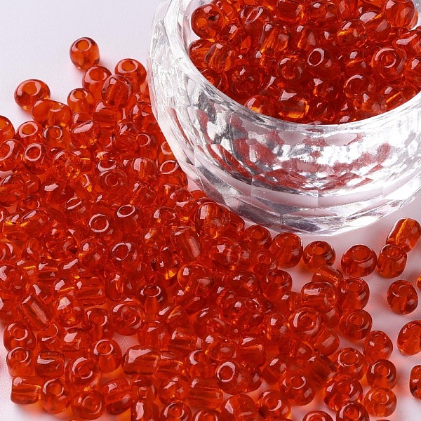 

PandaHall Glass Seed Beads, Transparent, Round, Red, 6/0, 4mm, Hole: 1.5mm, about 4500 beads/pound Glass Red