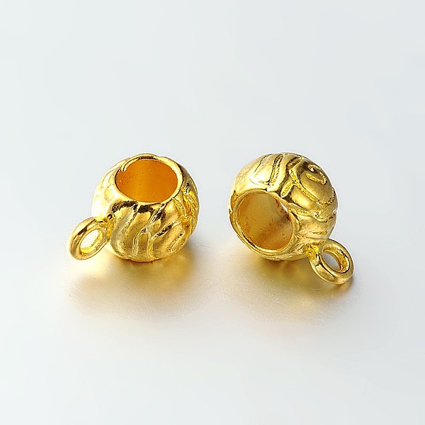 

PandaHall Barrel Alloy Tube Bails, Loop Bails, Golden, 12x7x8mm, Hole: 2mm, Inner Diameter: 5mm Alloy Barrel