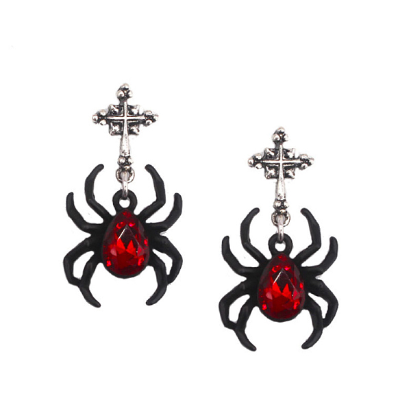 Pendientes De Aleación Con Forma De Araña Negra Y Diseño Punk Rock