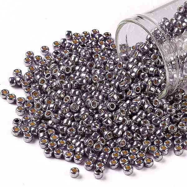 

PandaHall TOHO Round Seed Beads, Japanese Seed Beads, (PF568) PermaFinish Light Amethyst Metallic, 8/0, 3mm, Hole: 1mm, about 222pcs/bottle..., Purple