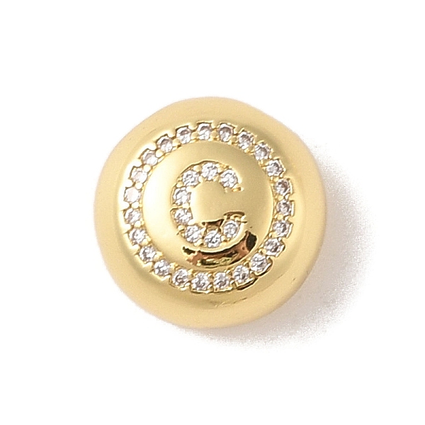 

PandaHall Rack Plating Brass & Cubic Zirconia Pendants, Cadmium Free & Lead Free, Long-Lasting Plated, Flat Round with Letter, Letter C..., Clear