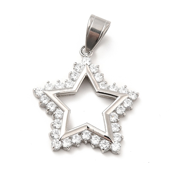 

PandaHall 304 Stainless Steel Pendants, with Crystal Rhinestone, Star Charms, Stainless Steel Color, 27.5x26x3mm, Hole: 8x5mm Stainless..., Clear