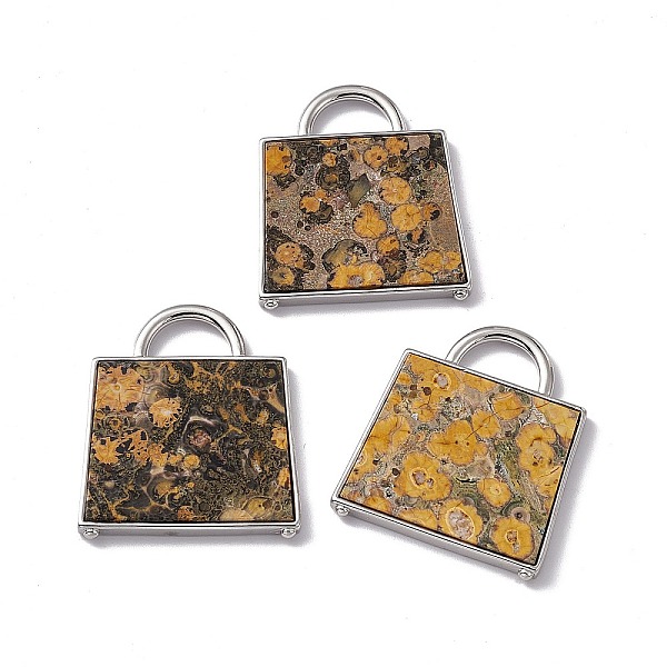 

PandaHall Natural Leopard Skin Jasper Pendants, Handbag Charms, with Rack Plating Platinum Tone Brass Findings, Cadmium Free & Lead Free...