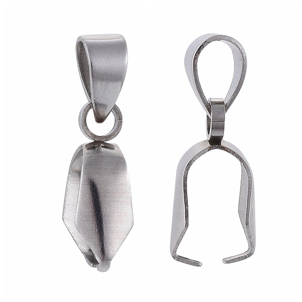 PandaHall 304 Stainless Steel Ice Pick Pinch Bails, Stainless Steel Color, Pinch Bail: 13x12x4.5mm, Hole: 4mm, Pin: 0.7x0.3mm 304 Stainless...