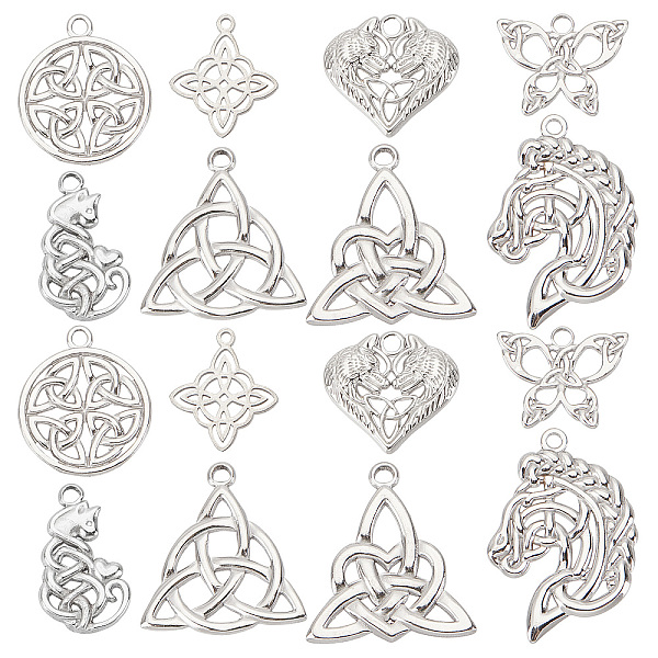 

PandaHall SUNNYCLUE 1 Box Stainless Steel Knot Charms Bulk for DIY Craft Handmade Objects 201 Stainless Steel Mixed Shapes