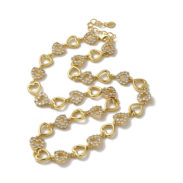 

PandaHall Rack Plating Brass Micro Pave Clear Cubic Zirconia Necklaces, Lead Free & Cadmium Free, Heart, Real 18K Gold Plated, 16-3/8 inch...
