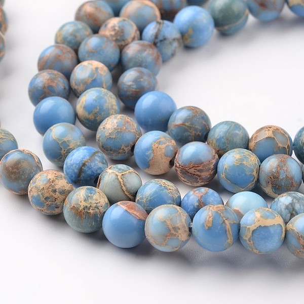 

PandaHall Natural Imperial Jasper Beads Strands, Round, Dyed, Cornflower Blue, 8mm, Hole: 1mm, about 48pcs/strand, 15.7 inch Imperial Jasper...