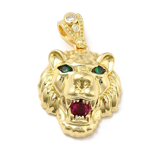 

PandaHall Brass Micro Pave Cubic Zirconia Pendants, Long-Lasting Plated, Real 18K Gold Plated, Lion, Colorful, 25.5x22x12mm, Hole: 4x7.5mm..., Green
