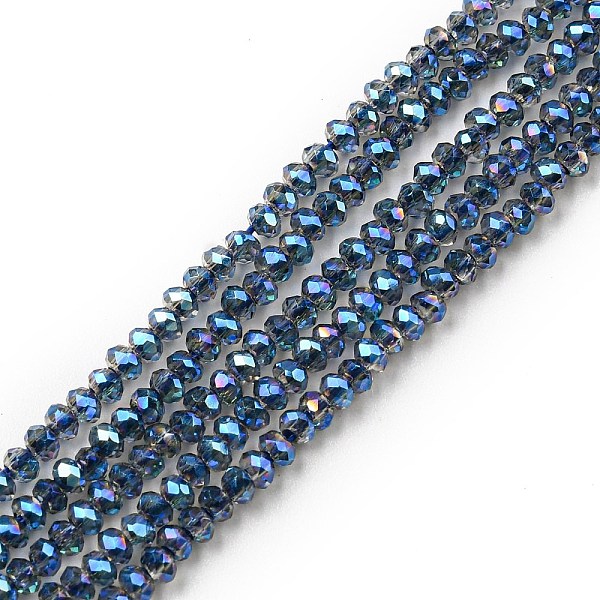

PandaHall Electroplate Glass Beads Strands, Full Rainbow Plated, Faceted, Rondelle, Prussian Blue, 2~2.3x1.7~1.9mm, Hole: 0.3mm, about...