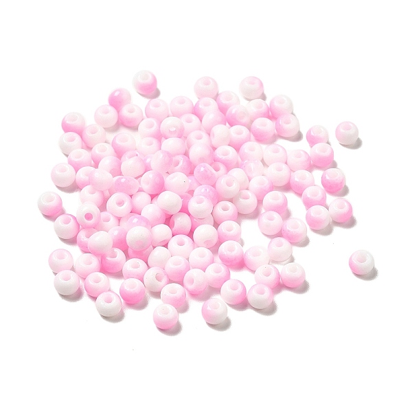 

PandaHall 6/0 Opaque Glass Seed Beads, Round Hole, Rondelle, Pearl Pink, 4~4.5x3~4mm, Hole: 0.8~1.5mm Glass Rondelle
