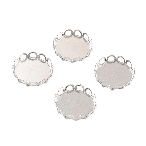 

PandaHall 316 Surgical Stainless Steel Cabochon Tray Settings, Lace Edge Bezel Cups, Flat Round, Stainless Steel Color, 16.5x3mm 316...