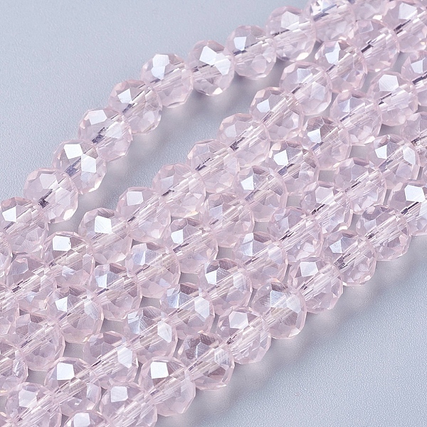 

PandaHall Glass Beads Strands, Pearl Luster Plated, Crystal Suncatcher, Faceted Rondelle, Pink, 8x6mm, Hole: 1mm, about 68~70pcs/strand, 15...