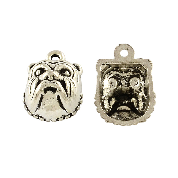 PandaHall Tibetan Style Alloy Puppy Pendants, Bulldog, Cadmium Free & Lead Free, Antique Silver, 17.8x13.2x8mm, Hole: 1.5mm, about...