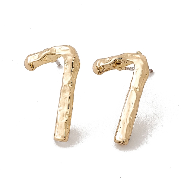 

PandaHall Brass Number Stud Earrings with 925 Sterling Silver Pins for Women, Num.7, 19x11mm, Pin: 0.7mm Brass Number