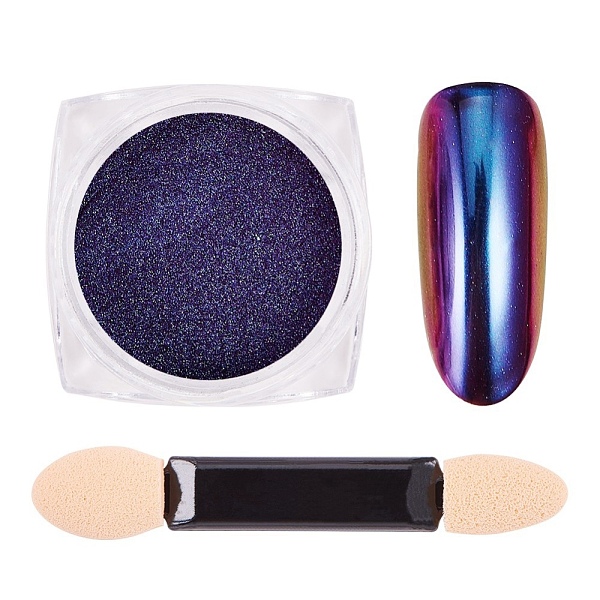 

PandaHall Cat Eye Laser Powder Colorful Magic Mirror Powder, with One Brush, for Manicure Pigment Nail Decoration, Purple, 30x30x17mm, about...