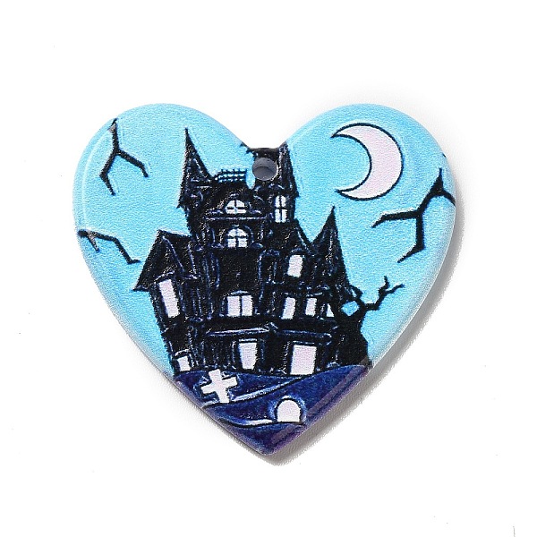 

PandaHall Opaque Double-sided Printed Acrylic Pendants, for Halloween, Heart, 33x34.5x2.5mm, Hole: 2mm Acrylic Heart