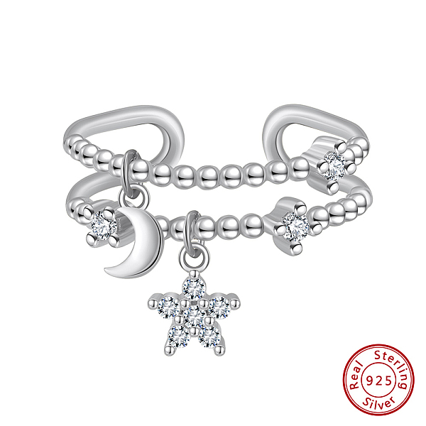 Rhodinierte 925 Sterling-Silber-Manschettenringe Für Damen