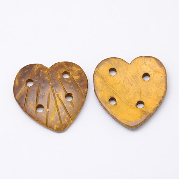 

PandaHall Carving Heart Coconut Buttons 4 Holes Sewing Buttons Scrapbooking, Dyed, Mixed Color, 29x29x3~5mm, Hole: 2mm Coconut Heart..., Multicolor