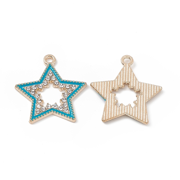 

PandaHall Alloy Rhinestone Pendants, Enamel Style, Star Charm, Light Gold, Light Sea Green, 24x22x1.5mm, Hole: 1.8mm Alloy Rhinestone+Enamel...
