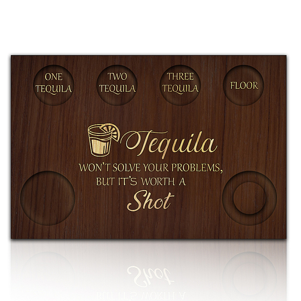 

PandaHall BENECREAT Word Tequila Shot Glasses Serving Tray, Wooden Flight Tray Glass Holder with Lemon Salt Rim Shot Glasses Board for Bar...