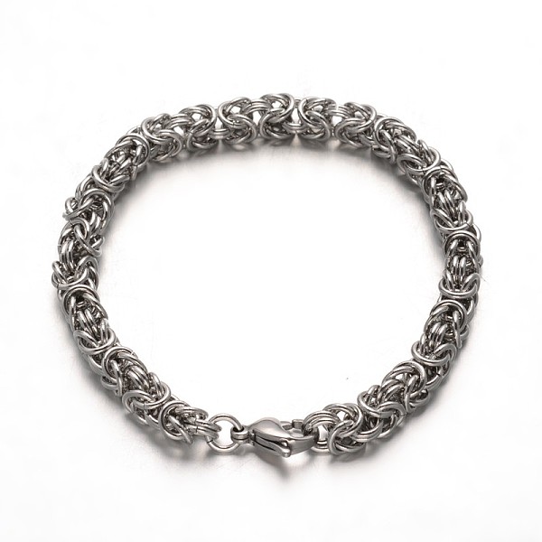 

PandaHall 304 Stainless Steel Byzantine Chain Bracelets, with Lobster Claw Clasps, Stainless Steel Color, 7-1/2 inch(190mm) 304 Stainless...