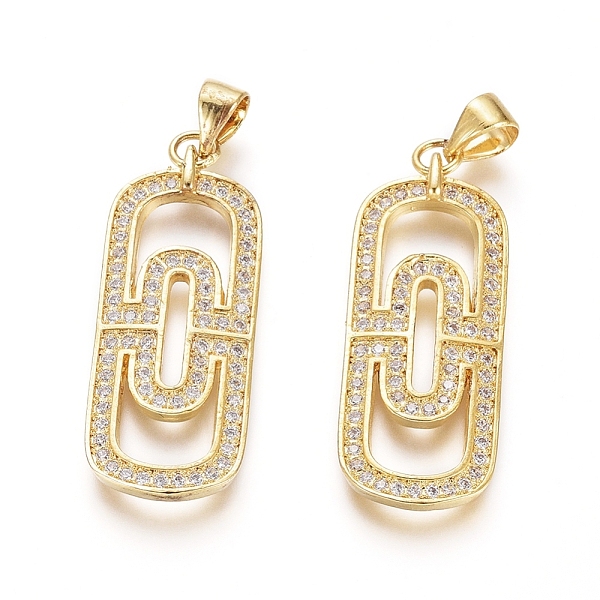 

PandaHall Brass Micro Pave Clear Cubic Zirconia Pendants, Oval, Golden, 30x12x2.5mm, Hole: 5x4mm Brass+Cubic Zirconia Oval Clear