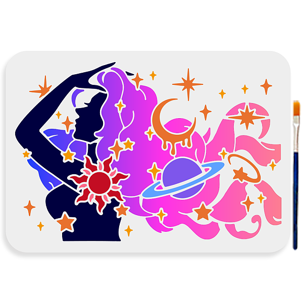 

PandaHall MAYJOYDIY US 1Pc PET Hollow Out Drawing Painting Stencils, for DIY Scrapbook, Photo Album, with 1Pc Art Paint Brushes, Human...