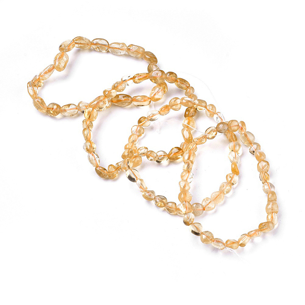 

PandaHall Natural Citrine Bead Stretch Bracelets, Tumbled Stone, Nuggets, Inner Diameter: 2~2-1/4 inch(5.2~5.6cm) Citrine