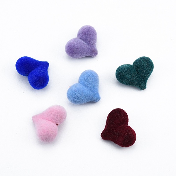 

PandaHall Opaque Resin Beads, Flocky Heart, Mixed Color, 17x22x9mm, Hole: 1.6mm Resin Heart Multicolor