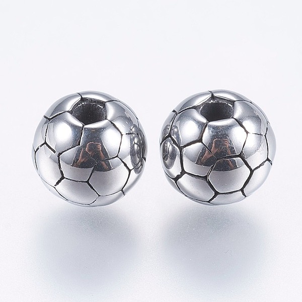 

PandaHall 304 Stainless Steel Beads, FootBall/Soccer Ball, Antique Silver, 8mm, Hole: 2mm 304 Stainless Steel Sports