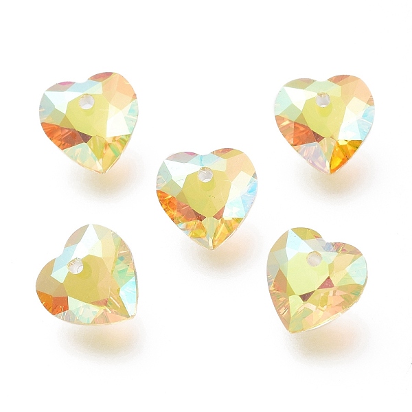 

PandaHall Glass Rhinestone Pendants, Faceted, Heart, Sun, 8x8x4mm, Hole: 1mm Rhinestone Heart Orange