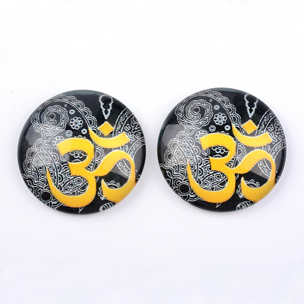 

PandaHall Yoga Theme Glass Cabochons, for DIY Projects, Half Round/Dome, Light Khaki, 25x6mm Glass Half Round
