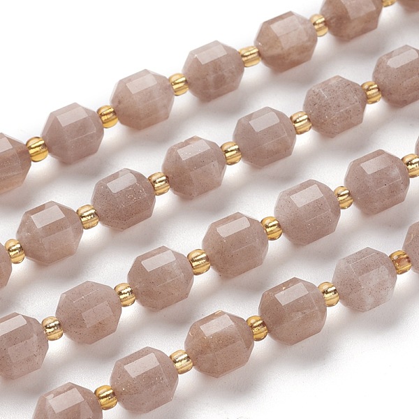 

PandaHall Natural Sunstone Beads Strands, Round, Faceted, 7x7x8mm, Hole: 0.8mm, about 38pcs/strand, 15.35 inch(39cm) Sunstone Round