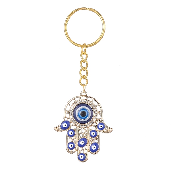 Hamsa-Hand/Hand Von Miriam Mit Emailliertem Bösen Blick Und Strass-Schlüsselanhänger