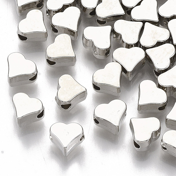

PandaHall Plating ABS Plastic Beads, Heart, Platinum, 5.5x6x4mm, Hole: 1.6mm ABS Plastic Heart