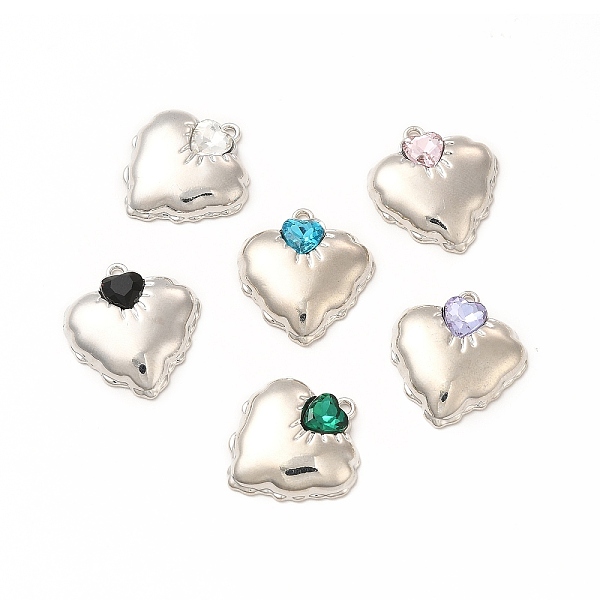 

PandaHall Rack Plating Alloy with Glass Pendants, Platinum Heart Charm, Cadmium Free & Nickel Free & Lead Free, Mixed Color, 22x20x4.5mm..., Multicolor