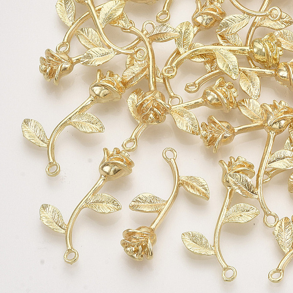 

PandaHall Alloy Pendants, Rose, Light Gold, 29x16x7mm, Hole: 1.6mm Alloy Flower