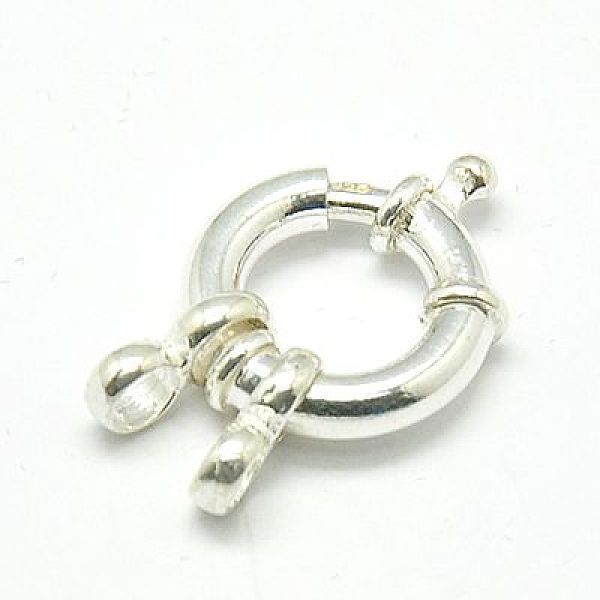 

PandaHall 925 Sterling Silver Spring Rings Clasps, Silver, 14mm, Hole: 2.5mm Sterling Silver
