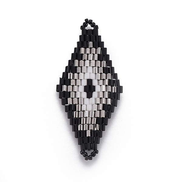 

PandaHall MIYUKI & TOHO Handmade Japanese Seed Beads Links, Loom Pattern, Rhombus, Black, 43~44.1x19.4~20.2x1.6~1.8mm, Hole: 1.6~1.8mm Glass...