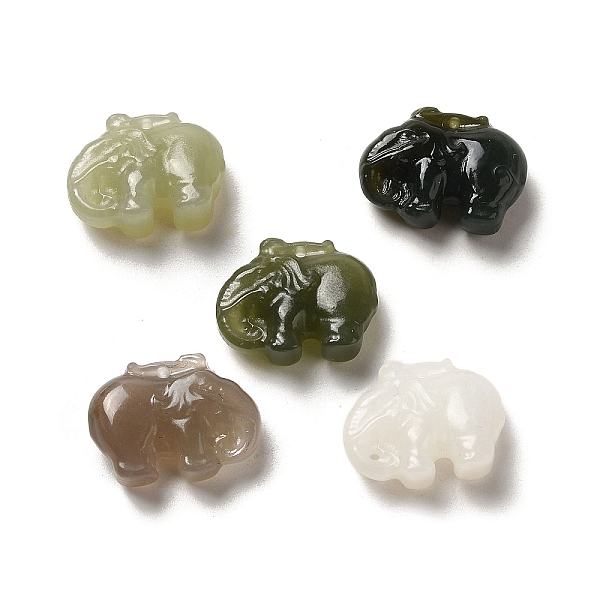

PandaHall Natural Nephrite Jade Pendants, Elephant Charms, 12x16x5mm, Hole: 1mm Other Jade Elephant