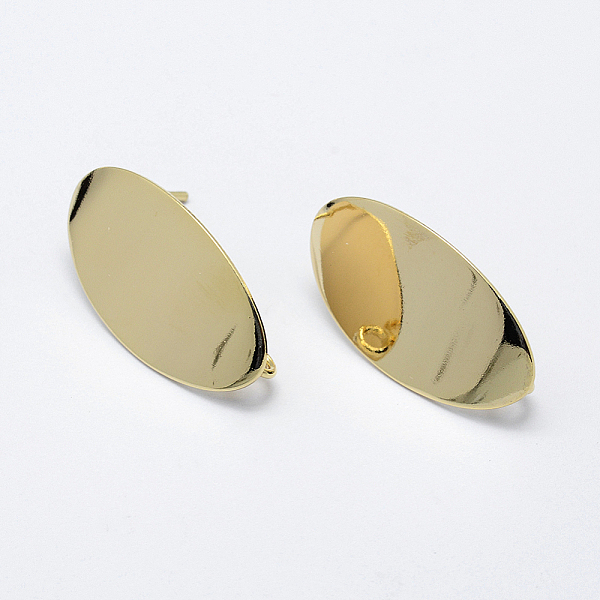 

PandaHall Brass Stud Earring Findings, with Loop, Long-Lasting Plated, Real 18K Gold Plated, Nickel Free, Oval, 26x13.5x0.5mm, Hole: 2mm...