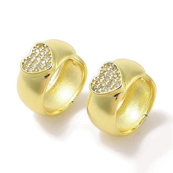 

PandaHall Brass Micro Pave Clear Cubic Zirconia Cuff Earrings for Women, Heart, Real 18K Gold Plated, 14x6.5mm Brass Heart