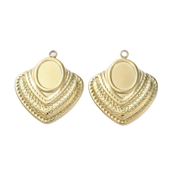 

PandaHall Ion Plating(IP) 304 Stainless Steel Pendant Canbochon Srttings, Real 18K Gold Plated, Rhombus, 25x22.5x2.5mm, Hole: 1.8mm 304...