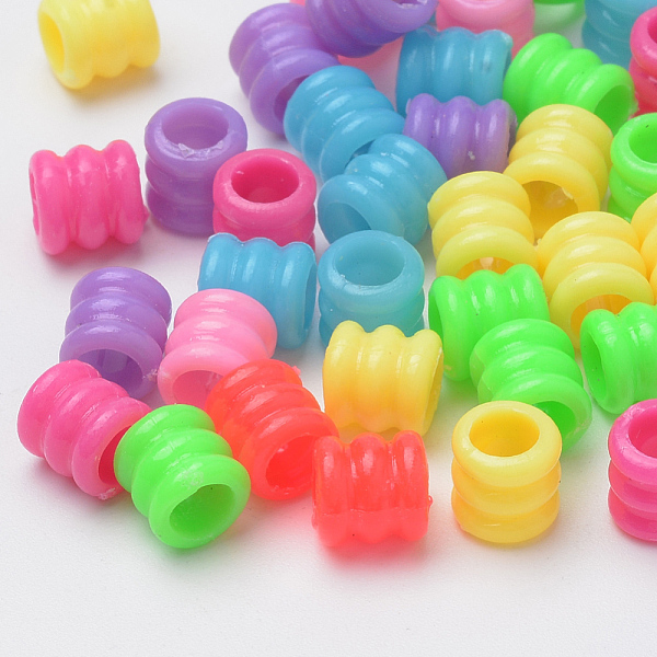 

PandaHall Acrylic European Beads, Large Hole Beads, Column, Mixed Color, 7x7mm, Hole: 4mm, about 4160pcs/500g Acrylic Column Multicolor