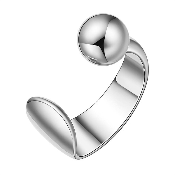 

PandaHall SHEGRACE Adjustable Rhodium Plated 925 Sterling Silver Cuff Rings, Open Rings, Round Ball, Platinum, US Size 5, Inner Diameter...