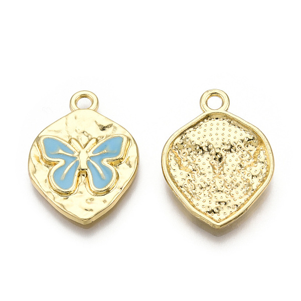 

PandaHall Rack Plating Alloy Enamel Pendants, Cadmium Free & Nickel Free & Lead Free, Light Gold, Oval with Butterfly Charm, Sky Blue...