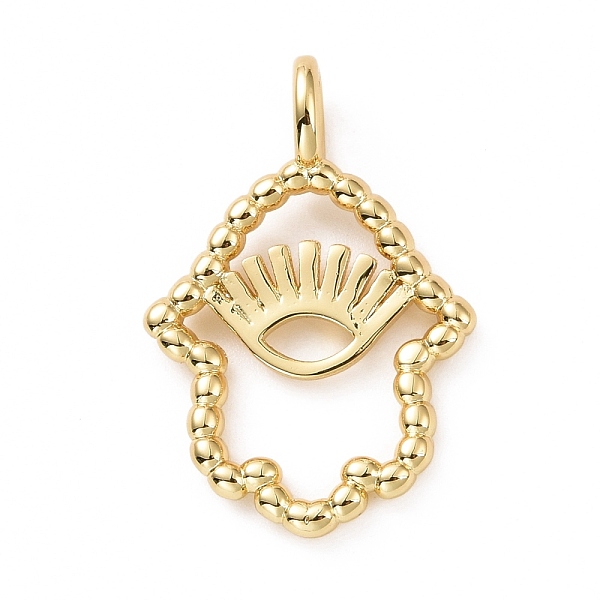 

PandaHall Eco-friendly Brass Pendants, Cadmium Free & Lead Free, Long-Lasting Plated, Hollow, Hamsa Hand with Eye, Golden, 26x17x5.5mm, Hole...
