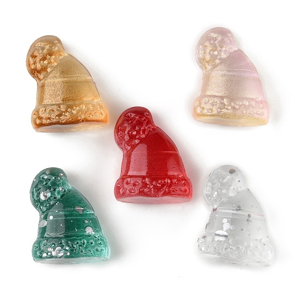 

PandaHall Transparent Glass Beads, with Glitter Powder, Christmas Hat, Mixed Color, 17x14x10mm, Hole: 1mm Glass Hat Multicolor
