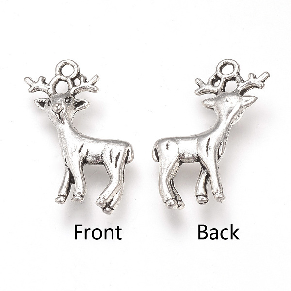 

PandaHall Tibetan Style Alloy Pendants, Christmas Reindeer/Stag, Cadmium Free & Lead Free, Antique Silver, 23x18x4.5mm, Hole: 2mm, about...